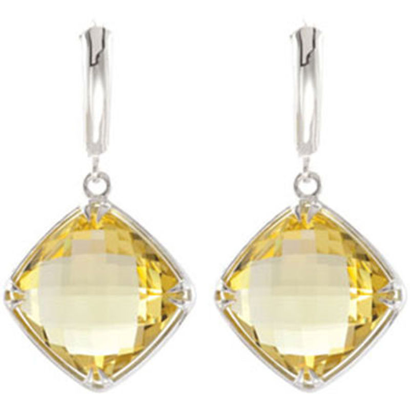 Picture of Genuine lemon quartz earrings in sterling silver