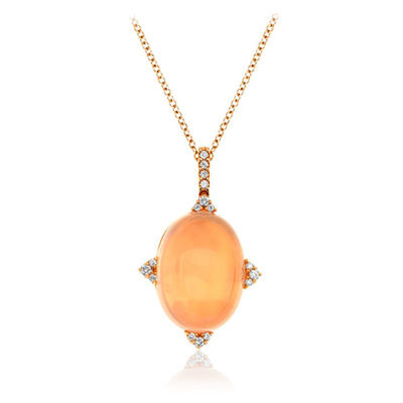 Picture of 18K Rose Gold Diamond & Rose Quartz Pendant and Chain